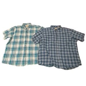 Redhead Men's Blue Plaid Button Short Sleeve Cotton Shirt 3XL two shirt lot